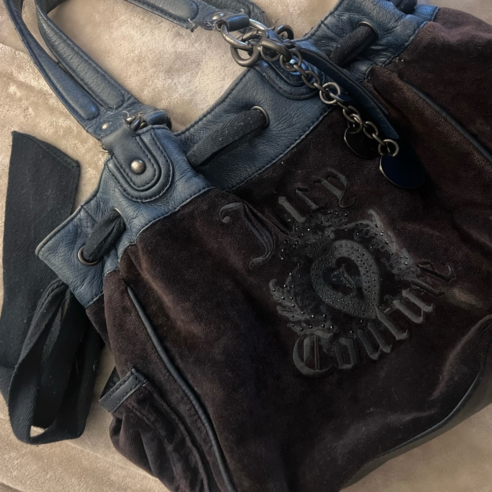 Vintage Juicy Couture Blue Suede Tote Bag - Picture 2 of 11